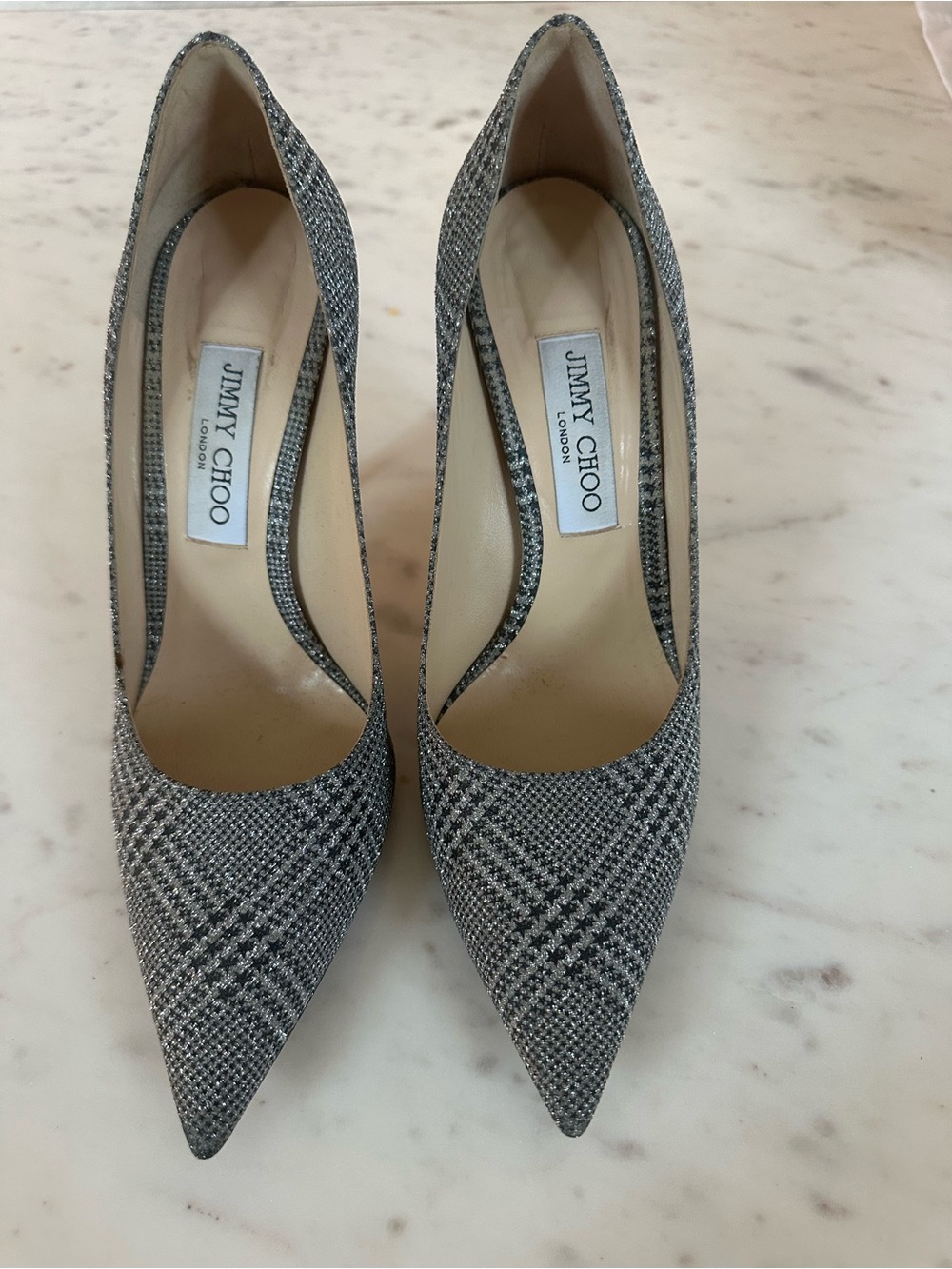 Jimmy Choo Silver price of stars glitter love 100  Pointed Pumps size 39.5